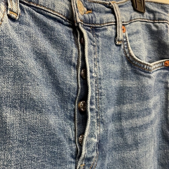 RE/DONE Originals 70s Stove Pipe in Dusted Blue High Rise Ankle Crop Jeans 31 - Picture 8 of 15